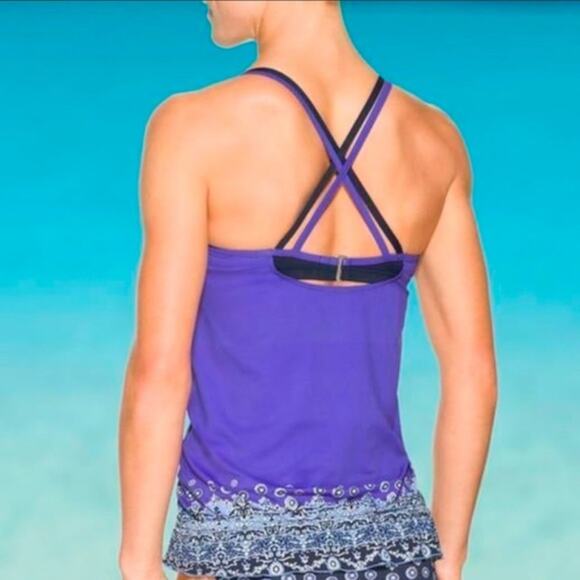 ATHLETA Swim Suite Tankini Top Paisley Purple XS - Picture 3 of 10